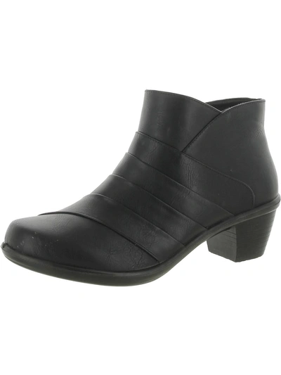 Easy Street Comfort Wave Womens Faux Leather Booties Ankle Boots In Black