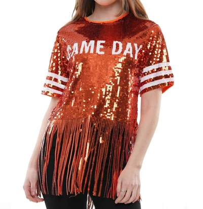 Why Dress Let's Play Ball Top In Orange/white