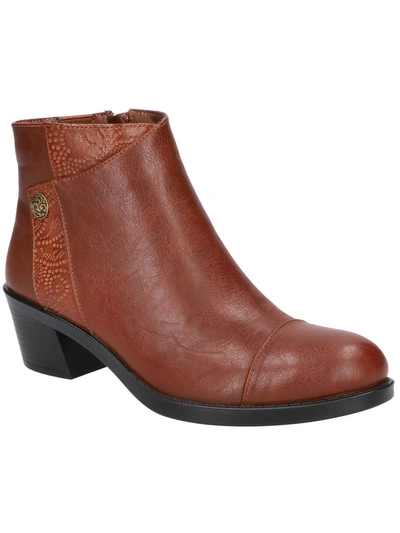 Easy Street Bean Womens Faux Leather Ankle Booties In Brown