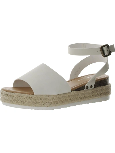Shoe Land Legossa Womens Faux Leather Ankle Strap Wedge Sandals In White