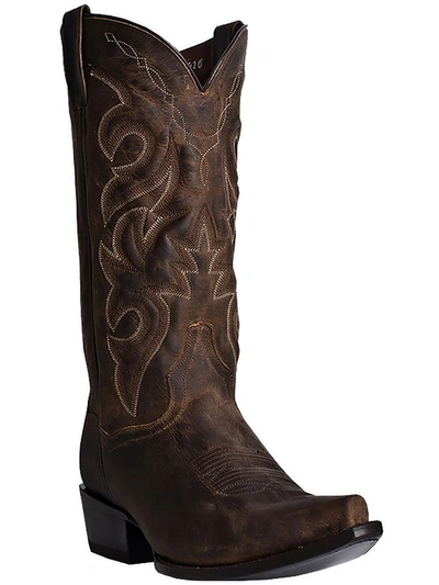 Dan Post Mens Leather Detail Stitching Cowboy, Western Boots In Brown