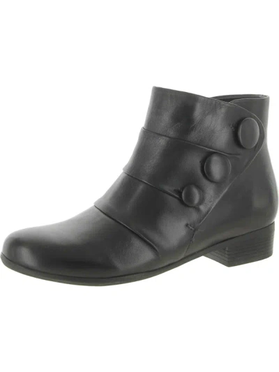 Trotters Mila Womens Leather Button Ankle Boots In Black