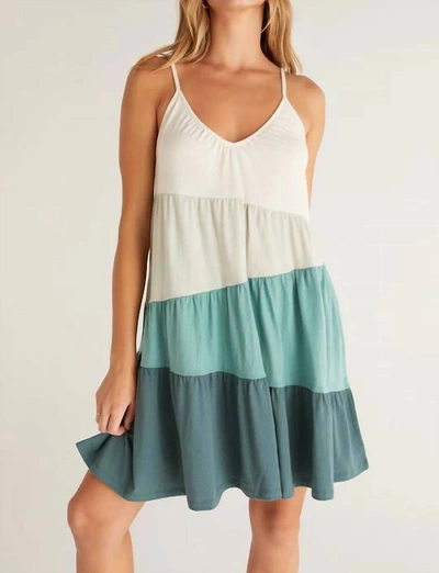 Z Supply Amalfi Color Block Mini Dress In Matcha In Blue