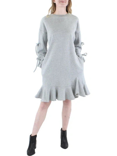 Cq By Cq Womens Grommet Ruffled Sweatshirt Dress In Grey