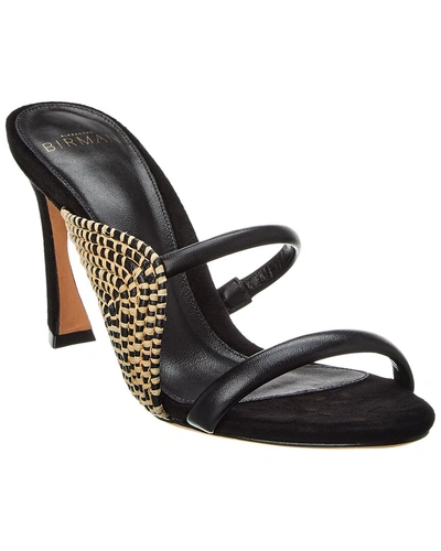 Alexandre Birman Marjorie 85 Leather & Straw Sandal In Black