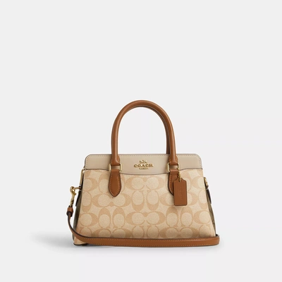 Coach Outlet Mini Darcie Carryall In Blocked Signature Canvas In Beige
