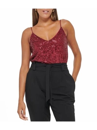 Calvin Klein Womens Sequined Double V Cami In Pink