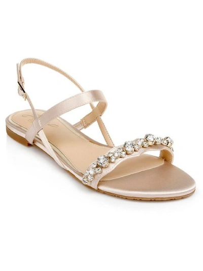 Jewel Badgley Mischka Osmond Womens Glitter Embellish Ankle Strap In Beige