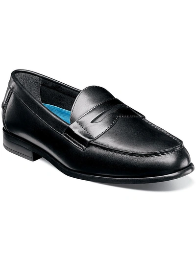 Nunn Bush Drexel Mens Leather Comfort Gel Penny Loafers In Black