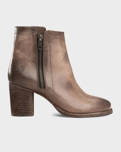 Frye Addie Double Zip Ankle Boot In Stone In Brown