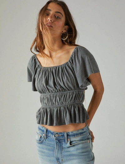 Lucky Brand Women's Lace Up Back Top In Grey