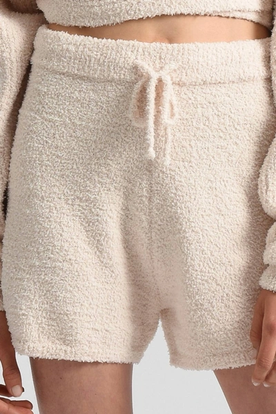 Molly Bracken Soft Knit Lounge Shorts In Cream In Beige