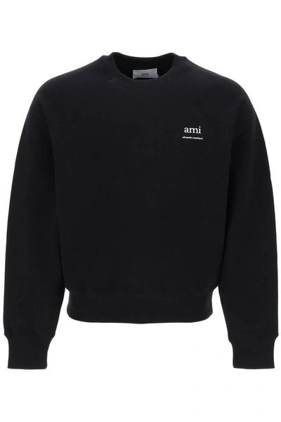 Ami Alexandre Mattiussi Organic Cotton Crewneck Sweatshirt In Black