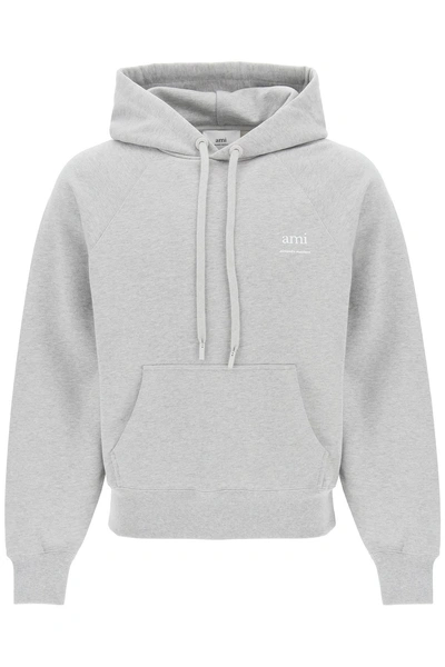 Ami Alexandre Mattiussi Organic Cotton Hoodie With Hood In Grey