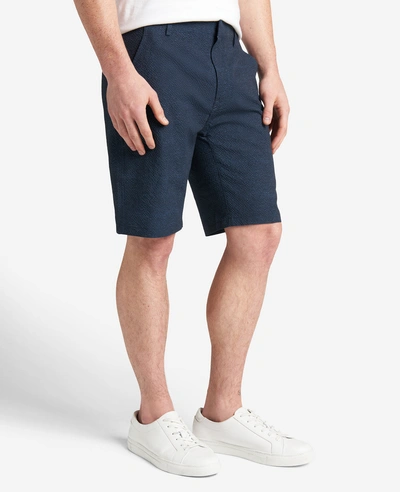 Kenneth Cole Printed Performance Seersucker Short In Navy