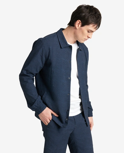 Kenneth Cole Printed Performance Seersucker Jacket In Navy