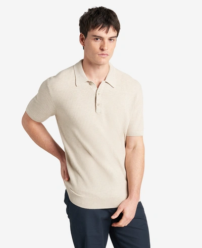 Kenneth Cole Button Front Sweater Polo In Tan Mix