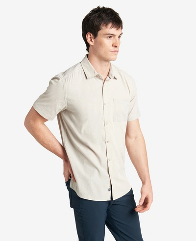 Kenneth Cole Slim Fit Short-sleeve Mixed-media Shirt In Tan