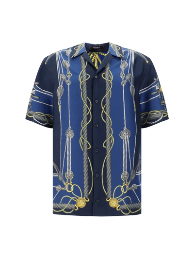 Versace Camicia In Blue/gold