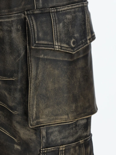 Golden Goose Cargo Leather Pants In Black