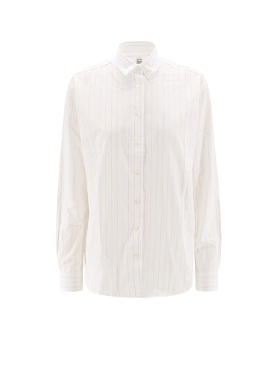 Totême Cotton Shirt With Striped Pattern In White