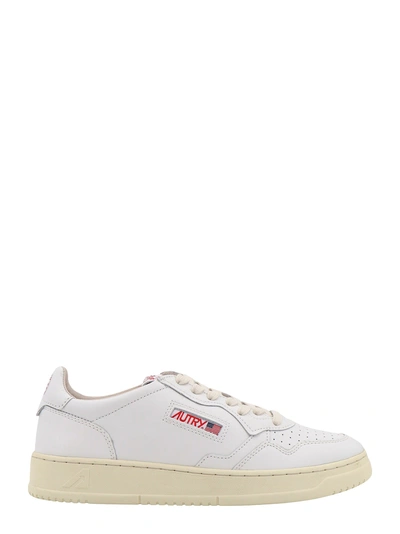Autry Leather Sneakers With Logoed Label In White