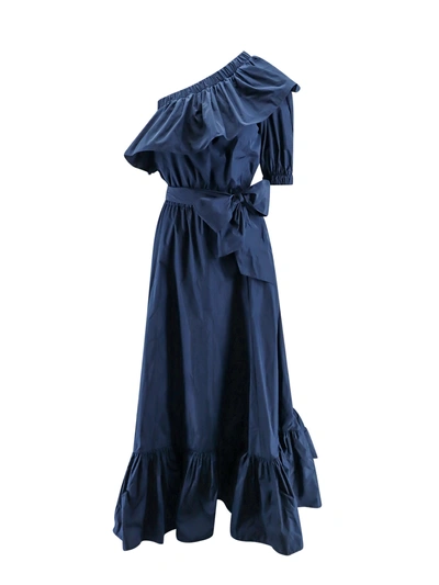 Lavi Long Taffetà Dress In Blue