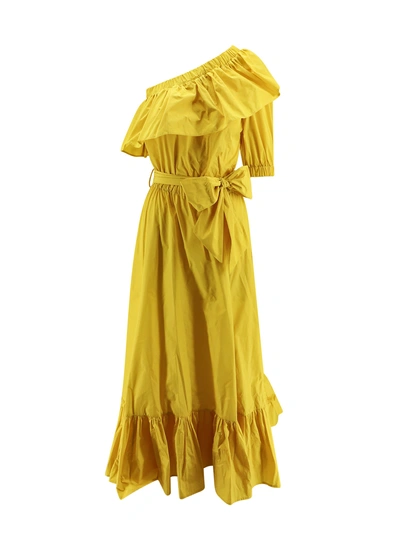 Lavi Long Taffetà Dress In Yellow