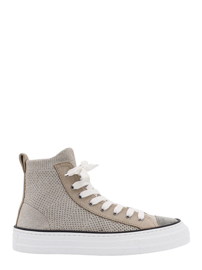 Brunello Cucinelli Lurex Sneakers In Grey