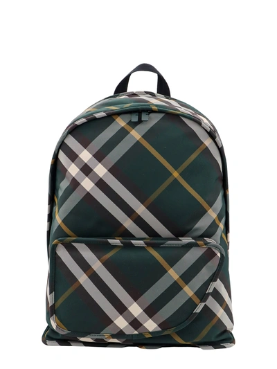 Burberry Nylon Backpack With  Check Print In Black