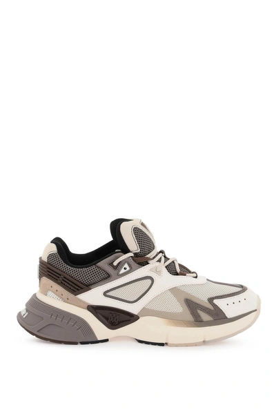 Amiri Sneakers Ma In Mesh E Pelle In White,brown,grey