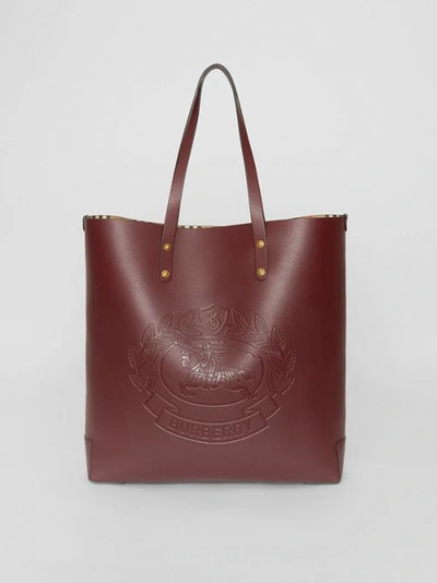 Burberry embossed crest leather tote hotsell