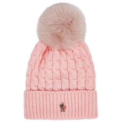 Moncler Pink Pompom Wool Beanie In Light Pink