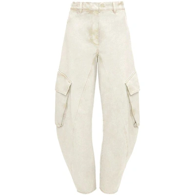 Jw Anderson Cotton Barrel-leg Cargo Pants In Beige