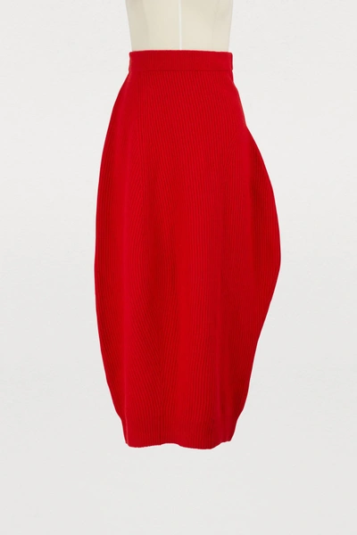 Jil Sander Wool And Cashmere Skirt In Red