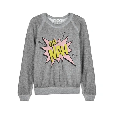 Wildfox Or Nah Junior Jersey Sweatshirt In Grey