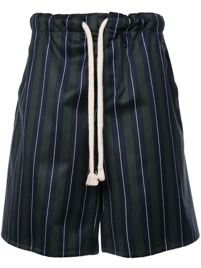 Loewe Green Striped Wool-blend Shorts