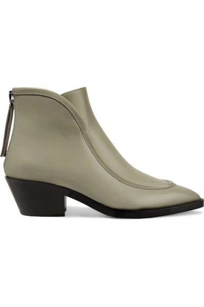 Jil Sander Leather Ankle Boots In Gray