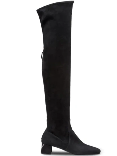 Prada Stretch T.45 Over-the-knee Boots In Black