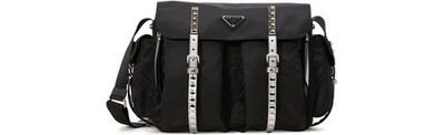Prada Nylon Messenger Bag In Black