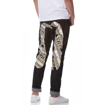 Evisu Carrot-fit Denim Jeans With Logo Striped Daicock Print In Indigo(raw)