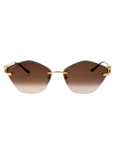 Cartier Sunglasses In 002 Gold Gold Brown