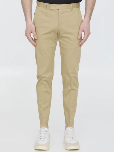 Pt Torino Cotton Trousers In Beige