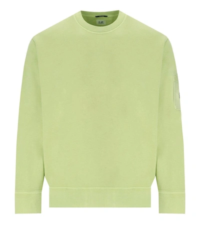 C.p. Company Diagonal Fleece White Pear Sweatshirt In Green