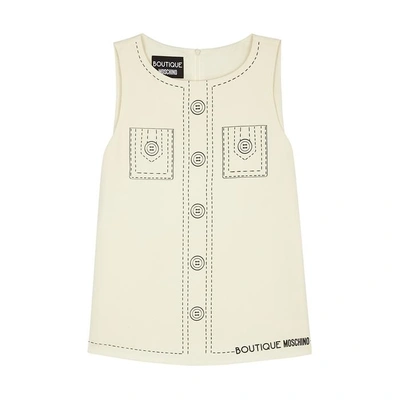 Boutique Moschino Cream Printed Top In White And Black