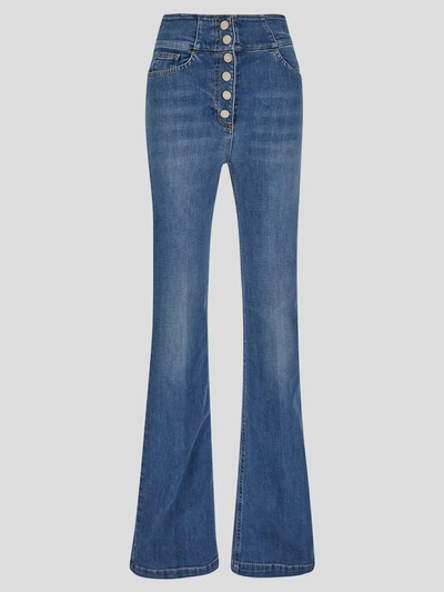 Elisabetta Franchi Press-stud Placket Bell-bottom Jeans In Blue