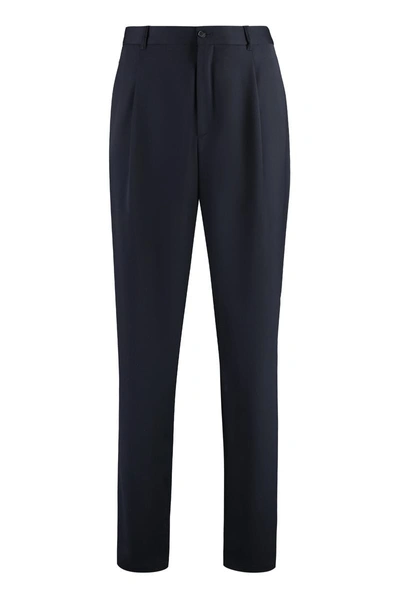 Giorgio Armani Virgin Wool Trousers In Blue