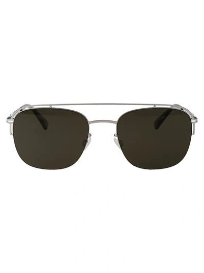 Mykita Sunglasses In 051 Shiny Silver Raw Green Solid