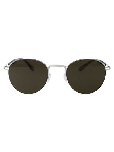 Mykita Sunglasses In 051 Shiny Silver Raw Green Solid