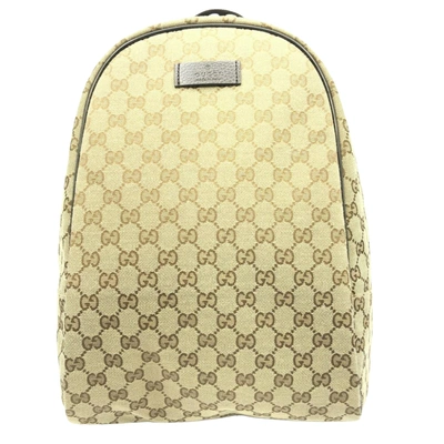Gucci Gg Canvas Beige Canvas Backpack Bag () In Black